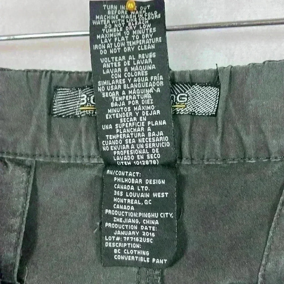 B.C. Clothing Co. Pants Gray Men’s XL x 30” Convertible Zip Cargo Pants/Shorts - Picture 8 of 8
